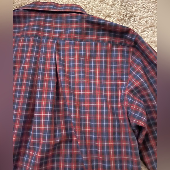 Stafford Red and Blue Checkered Button Down Shirt Size 16.5 - Picture 7 of 8